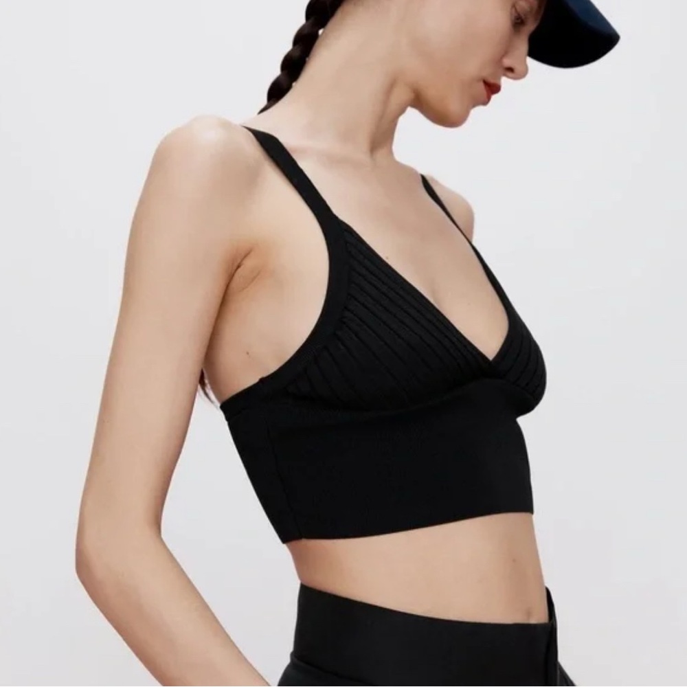 Like New Zara Strappy Knit Tank Top (cropped)